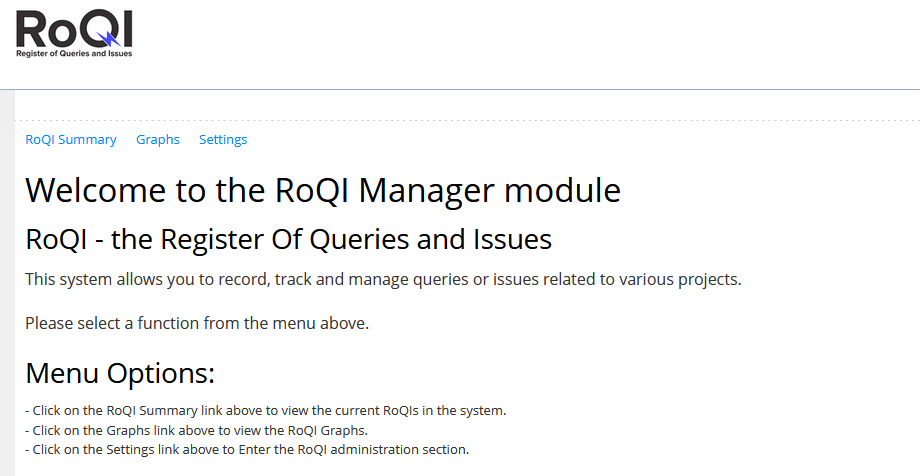 RoQI Mainscreen - Welcome RoQI Mainscreen - Welcome